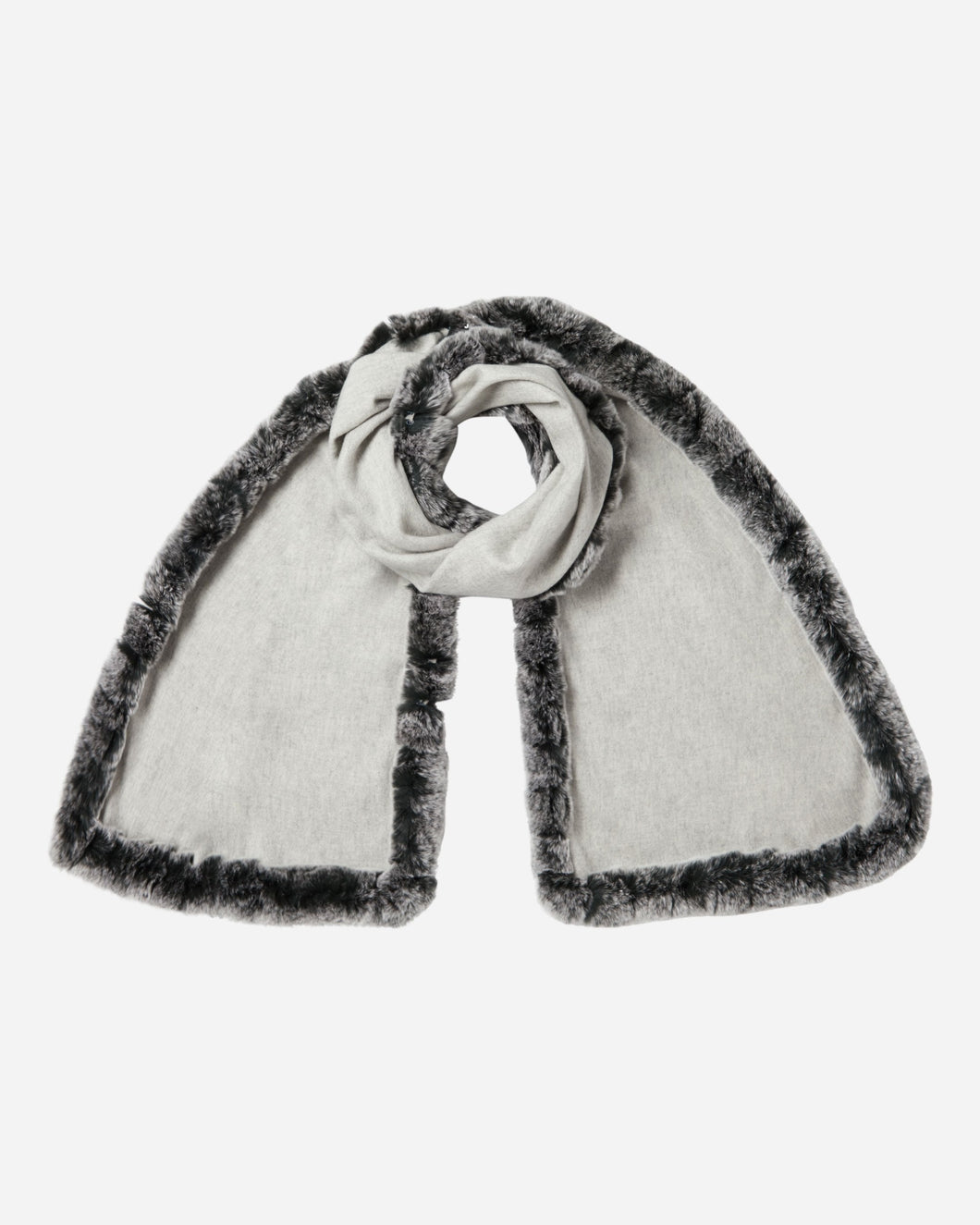 N.Peal Women's Cashmere Scarf With Fur Trim Fumo Grey