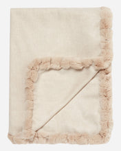 Load image into Gallery viewer, Fur Trim Woven Cashmere Shawl Ecru White Sand Brown
