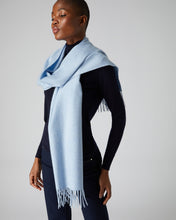 Load image into Gallery viewer, Large Woven Cashmere Scarf Cornflower Blue
