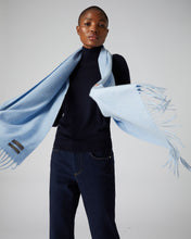 Load image into Gallery viewer, Large Woven Cashmere Scarf Cornflower Blue
