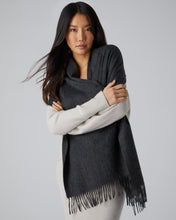 Load image into Gallery viewer, Large Woven Cashmere Scarf Dark Charcoal Grey
