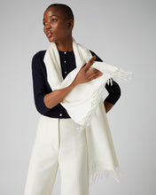 Load image into Gallery viewer, Large Woven Cashmere Scarf New Ivory White
