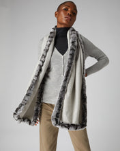 Load image into Gallery viewer, N.Peal Women&#39;s Cashmere Scarf With Fur Trim Fumo Grey
