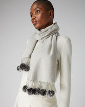 Load image into Gallery viewer, N.Peal Women&#39;s Fur Bobble Woven Cashmere Scarf Fumo Grey
