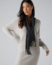 Load image into Gallery viewer, Woven Cashmere Scarf Dark Charcoal Grey
