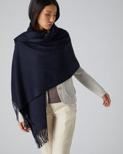 Load image into Gallery viewer, Woven Cashmere Shawl Navy Blue
