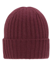 Load image into Gallery viewer, N.Peal Unisex Chunky Ribbed Cashmere Hat Mulled Wine Red
