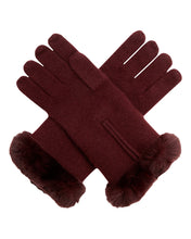 Load image into Gallery viewer, N.Peal Women&#39;s Fur And Cashmere Gloves Mulled Wine Red
