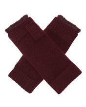 Load image into Gallery viewer, N.Peal Unisex Fur Lined Fingerless Cashmere Gloves Mulled Wine Red
