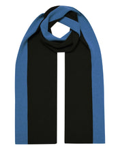 Load image into Gallery viewer, N.Peal Men&#39;s Stripe Rib Cashmere Scarf Navy Blue + Slate Blue
