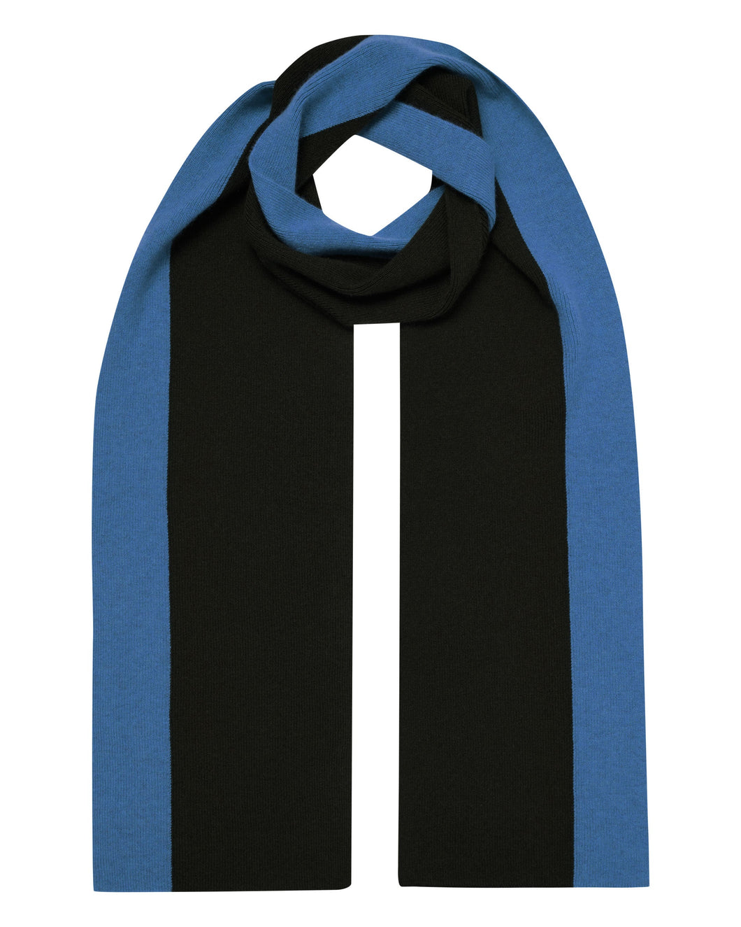 N.Peal Men's Stripe Rib Cashmere Scarf Navy Blue + Slate Blue