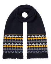 Load image into Gallery viewer, N.Peal Women&#39;s Intarsia Pattern Cashmere Scarf Navy Blue
