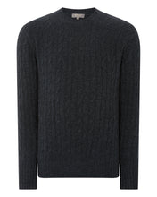 Load image into Gallery viewer, N.Peal Men&#39;s The Thames Cable Cashmere Jumper Dark Charcoal Grey
