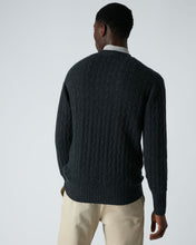 Load image into Gallery viewer, N.Peal Men&#39;s The Thames Cable Cashmere Jumper Dark Charcoal Grey
