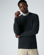 Load image into Gallery viewer, N.Peal Men&#39;s The Thames Cable Cashmere Jumper Dark Charcoal Grey
