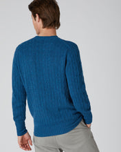 Load image into Gallery viewer, N.Peal The Thames Cable Cashmere Sweater Lake Blue Marl
