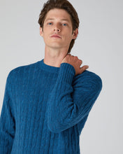 Load image into Gallery viewer, N.Peal The Thames Cable Cashmere Sweater Lake Blue Marl
