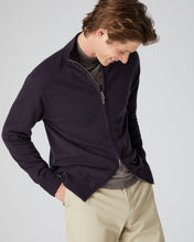 Load image into Gallery viewer, N.Peal Men&#39;s The Knightsbridge Zip Cashmere Jumper Dark Aubergine Purple
