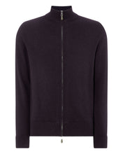 Load image into Gallery viewer, N.Peal Men&#39;s The Knightsbridge Zip Cashmere Jumper Dark Aubergine Purple
