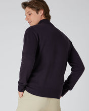 Load image into Gallery viewer, N.Peal Men&#39;s The Knightsbridge Zip Cashmere Jumper Dark Aubergine Purple
