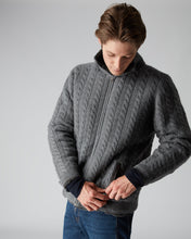 Load image into Gallery viewer, N.Peal Fur Lined Cable Cardigan Elephant Grey Dark Grey
