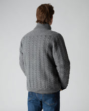 Load image into Gallery viewer, N.Peal Fur Lined Cable Cardigan Elephant Grey Dark Grey
