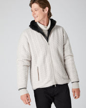 Load image into Gallery viewer, N.Peal Men&#39;s Fur Lined Cable Cardigan Snow Grey
