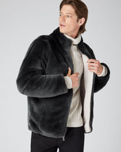 Load image into Gallery viewer, N.Peal Fur Lined Cable Cardigan Snow Grey Dark Grey
