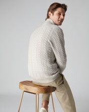 Load image into Gallery viewer, N.Peal Men&#39;s The Richmond Cable Cashmere Cardigan Snow Grey
