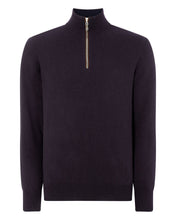 Load image into Gallery viewer, N.Peal Men&#39;s The Carnaby Half Zip Cashmere Jumper Dark Aubergine Purple
