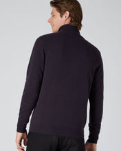 Load image into Gallery viewer, N.Peal Men&#39;s The Carnaby Half Zip Cashmere Jumper Dark Aubergine Purple
