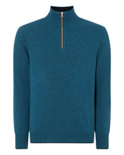 Load image into Gallery viewer, N.Peal Men&#39;s The Carnaby Half Zip Cashmere Jumper Lake Blue
