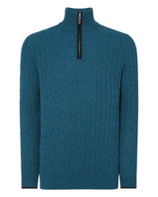 Load image into Gallery viewer, N.Peal Men&#39;s Cable Half Zip Cashmere Jumper Lake Blue
