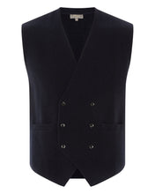 Load image into Gallery viewer, N.Peal Men&#39;s Double Breasted Cashmere Waistcoat Navy Blue
