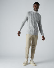 Load image into Gallery viewer, N.Peal Men&#39;s Roll Neck Cable Cashmere Jumper Fumo Grey
