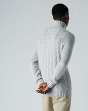 Load image into Gallery viewer, N.Peal Men&#39;s Roll Neck Cable Cashmere Jumper Fumo Grey
