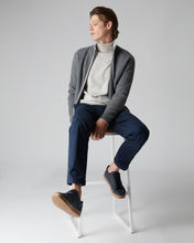 Load image into Gallery viewer, N.Peal Ribbed Zip Through Cashmere Cardigan Elephant Grey Fumo Grey
