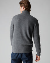 Load image into Gallery viewer, N.Peal Ribbed Zip Through Cashmere Cardigan Elephant Grey Fumo Grey
