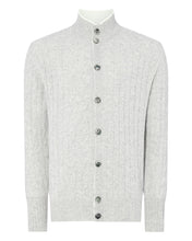 Load image into Gallery viewer, N.Peal Men&#39;s Cable Button Cashmere Cardigan Fumo Grey
