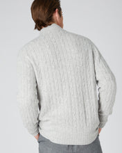 Load image into Gallery viewer, N.Peal Men&#39;s Cable Button Cashmere Cardigan Fumo Grey
