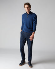 Load image into Gallery viewer, N.Peal Men&#39;s Textured Half Button Cashmere Jumper Hurricane Blue
