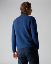 Load image into Gallery viewer, N.Peal Men&#39;s Textured Half Button Cashmere Jumper Hurricane Blue

