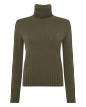 Load image into Gallery viewer, N.Peal Women&#39;s Chunky Roll Neck Cashmere Jumper Dark Olive Green
