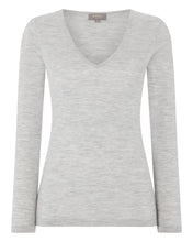 Load image into Gallery viewer, N.Peal Superfine V Neck Cashmere Sweater Fumo Grey
