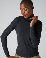 Load image into Gallery viewer, N.Peal Women&#39;s Superfine Roll Neck Cashmere Jumper Dark Charcoal Grey
