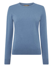 Load image into Gallery viewer, N.Peal Women&#39;s Round Neck Cashmere Jumper Alpine Blue
