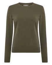 Load image into Gallery viewer, N.Peal Women&#39;s Round Neck Cashmere Jumper Dark Olive Green
