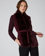 Load image into Gallery viewer, N.Peal Women&#39;s Fur Placket Milano Cashmere Gilet Mulled Wine Red
