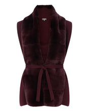 Load image into Gallery viewer, N.Peal Women&#39;s Fur Placket Milano Cashmere Gilet Mulled Wine Red
