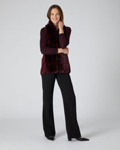 Load image into Gallery viewer, N.Peal Women&#39;s Fur Placket Milano Cashmere Gilet Mulled Wine Red

